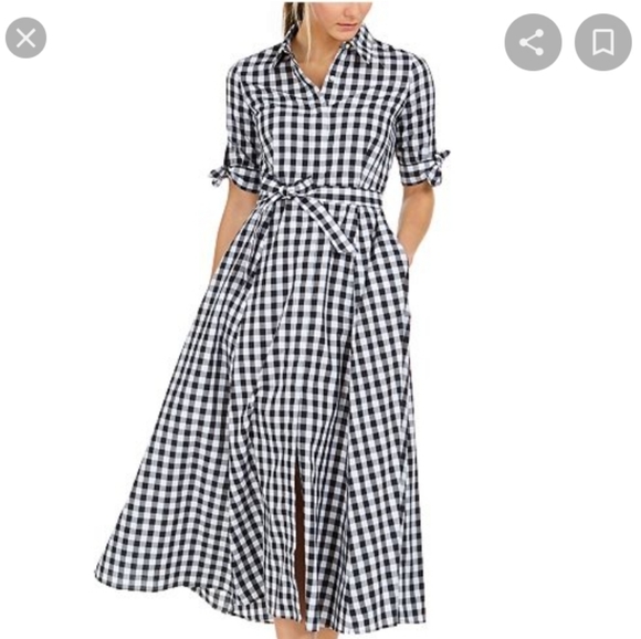 calvin klein black and white checkered dress